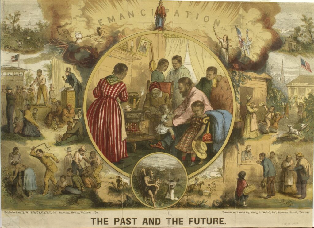 Hand colored Emancipation The Past and the Future by Thomas Nast